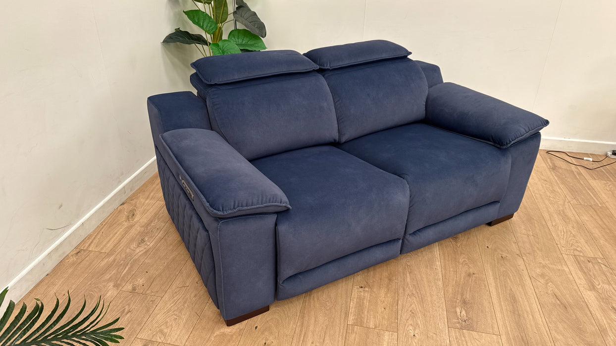 Sofology Benz Fabric 2 Seater Power Headrest/Recliner Heated Seat in Lifestyle Flecked Navy