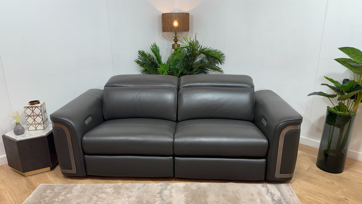 Sofology Plaza Leather 2.5 Seater Power Recliner in Trusty Embossed Charcoal