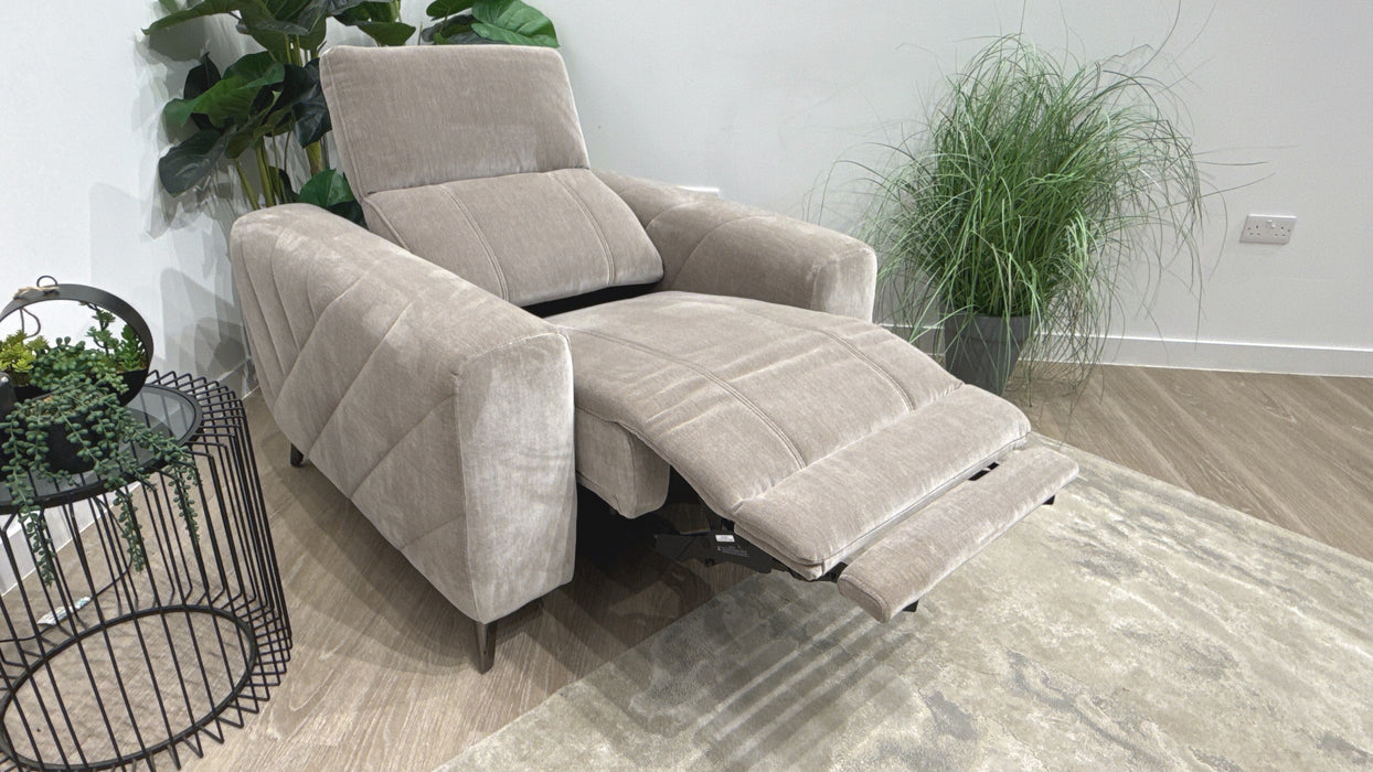 Sofology Allure Fabric Chair Power Recliner/Headrest in Relaxed Chenille Nutmeg