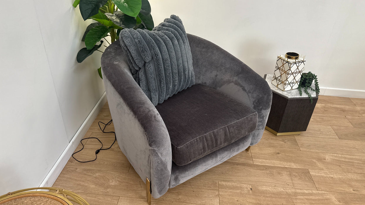 Sofology The Oscar Fabric Accent Chair in Fine Textured Chenille Grey