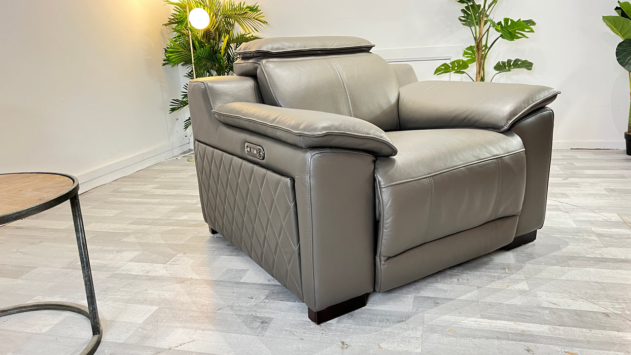 Benz Chair - Trusty Sheen Leather Storm - Power Recliner