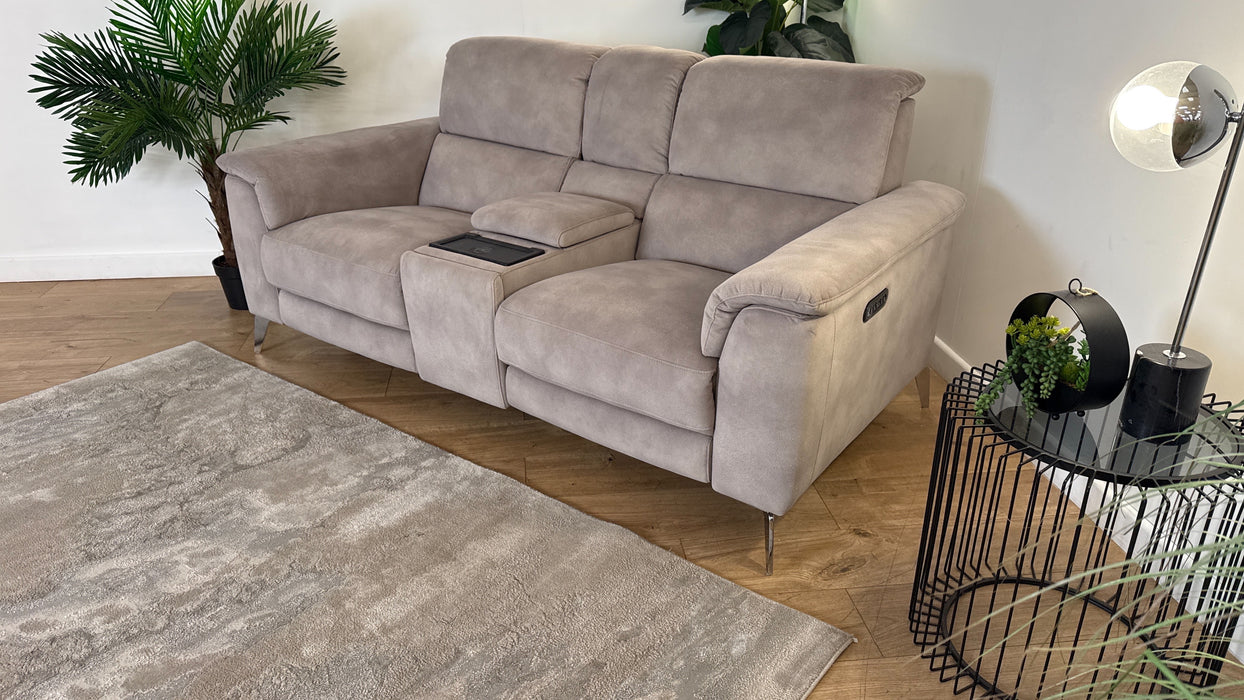 Sofology Illinois Fabric 2 Seater Console Power Recliner/Headrest in Lifestyle Mottled Marble