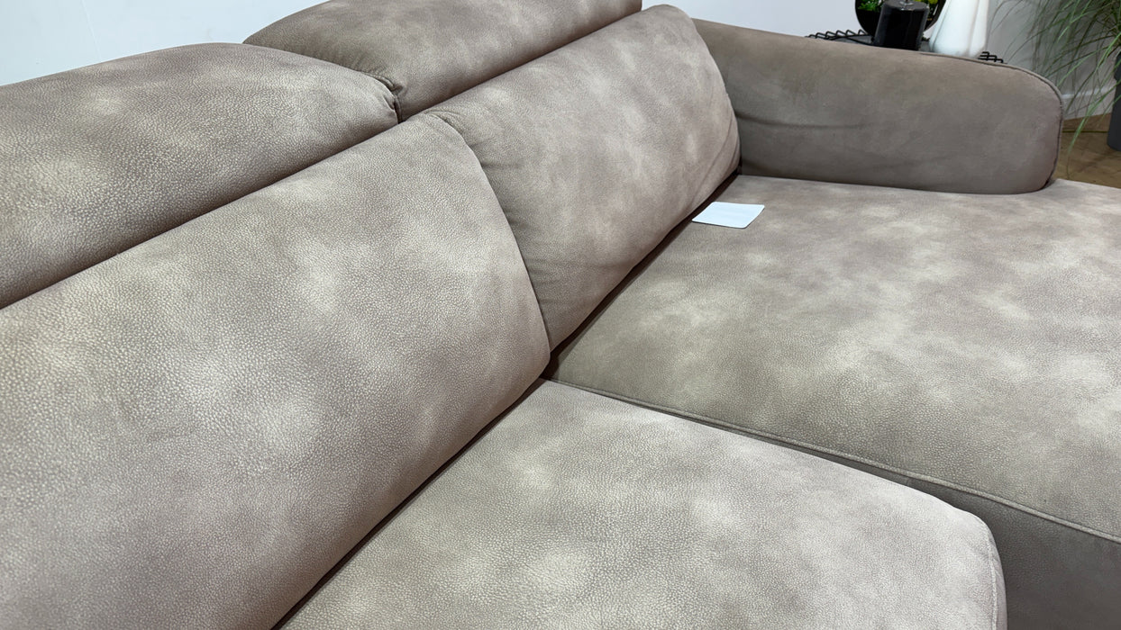 Sofology Serene Fabric 3 Seater Chaise Power Recliner/Headrest in Lifestyle Mottled Latte