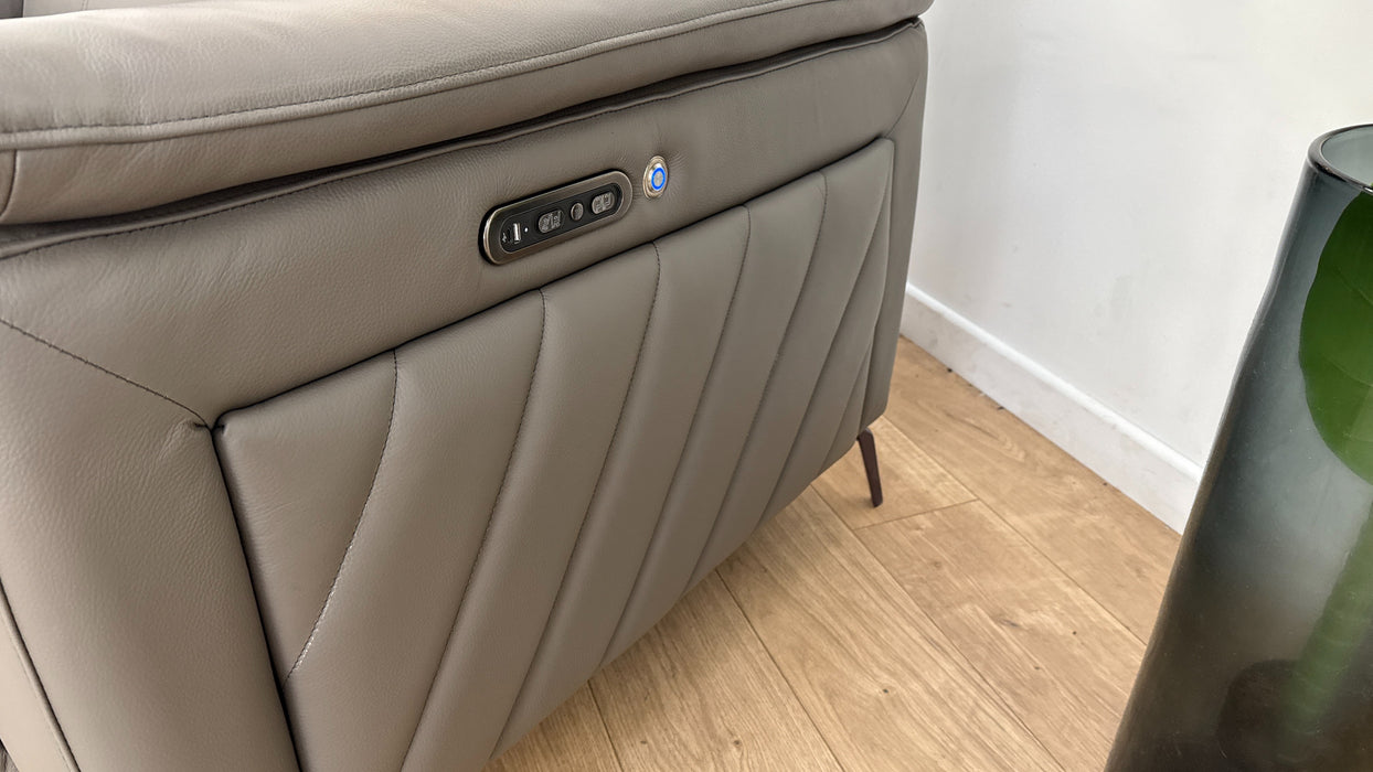 Sofology The Fratelli Leather 2 Seater Power Recliner/Headrest in Trusty Embossed Elephant