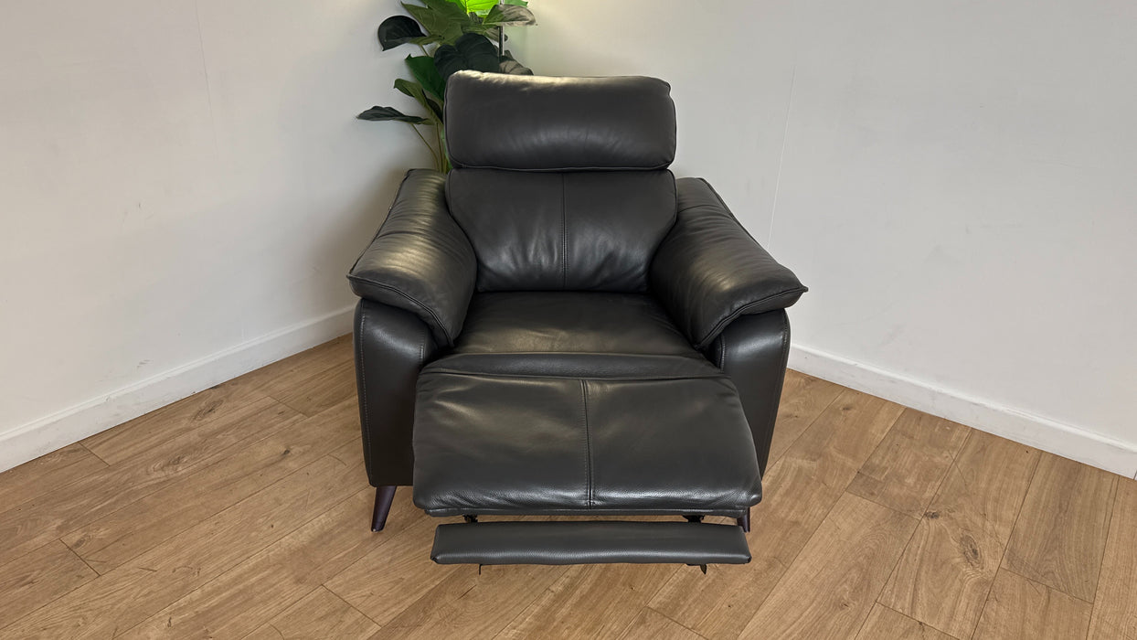 Sofology The Arlo Reclining Chair in Trusty Embossed Leather Charcoal
