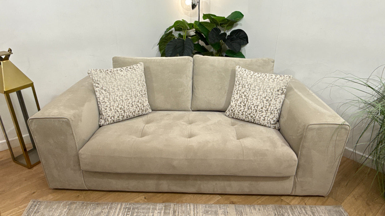 Sofology Ascot Fabric 3 Seater Bench Seat in Soft Sherpa Stone Mix