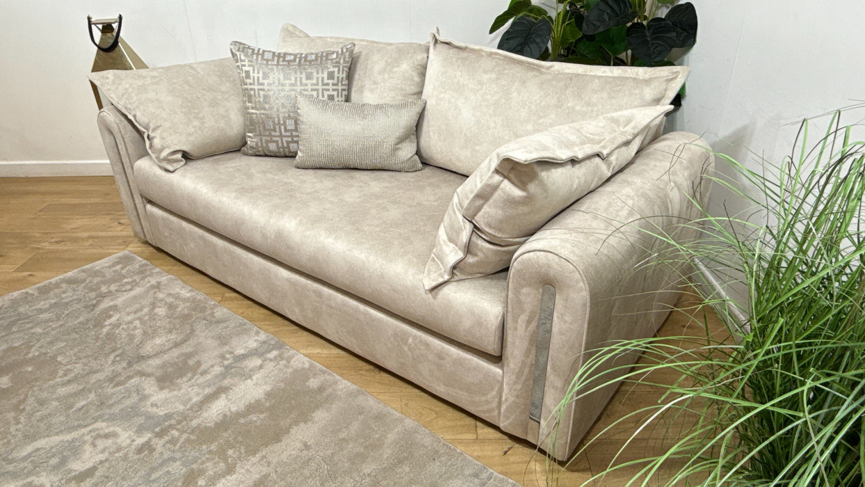 Sofology Savoy Fabric 3 Seater Silver Trim in Lifestyle Dapple Fabric Marble Mix
