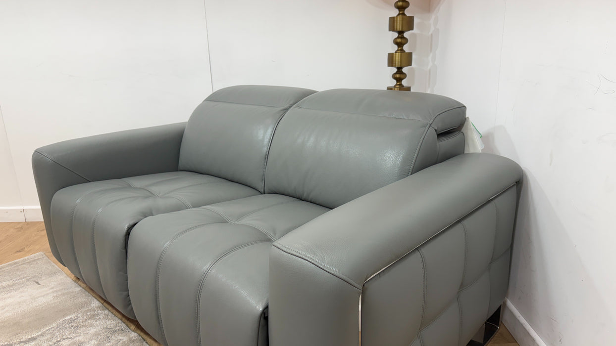 Sofology Marvella Leather 2 Seater Power Recliner/Headrest Heated Seats in Trusty Sheen Granite Teal