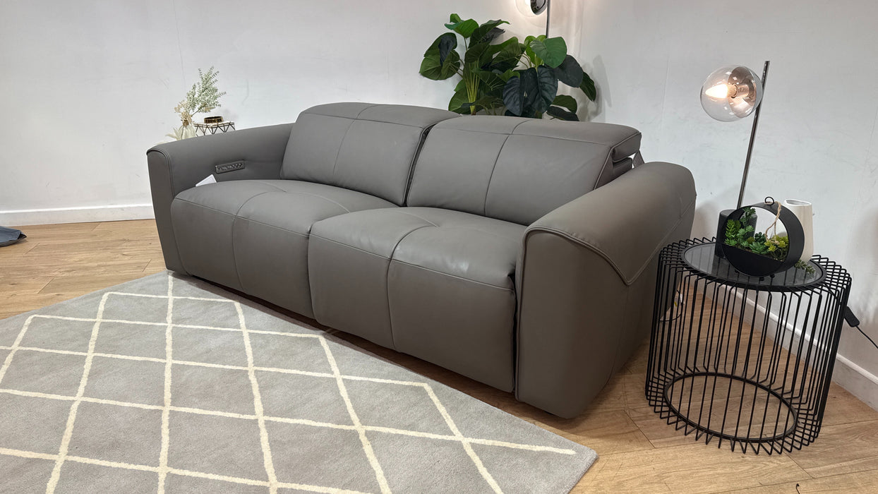 Sofology Riviera Leather 2.5 Seater Power Recliner/Headrest in Trusty Super Matt Storm Grey