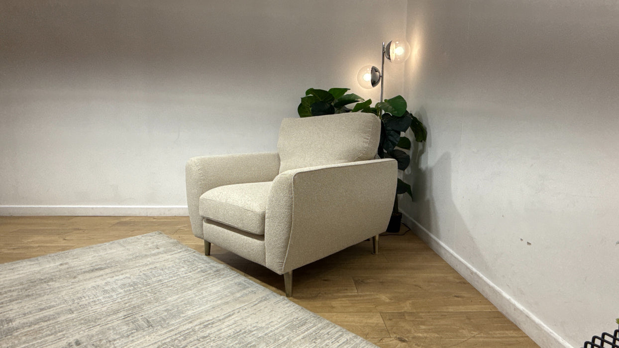 Sofology Hackney Fabric Chair Memory Foam Seat in Boucle Natural Mix
