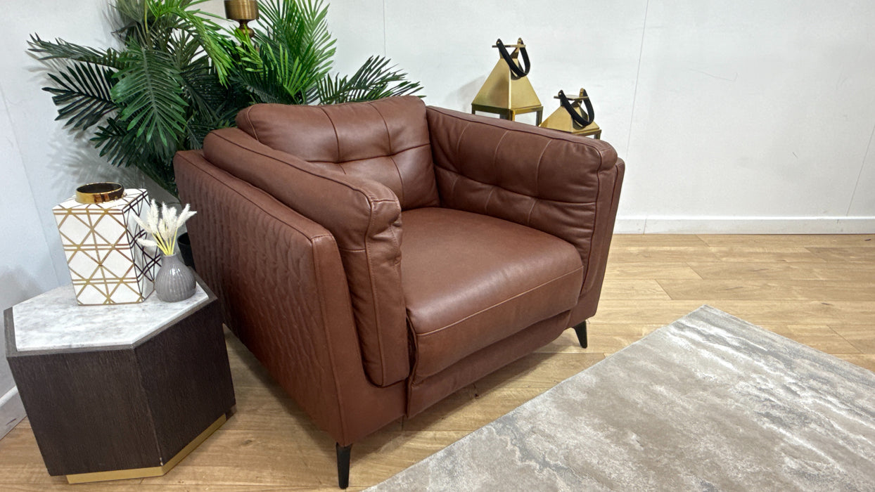 Sofology Muse Leather Chair Power Recliner in Relaxed Matt Espresso