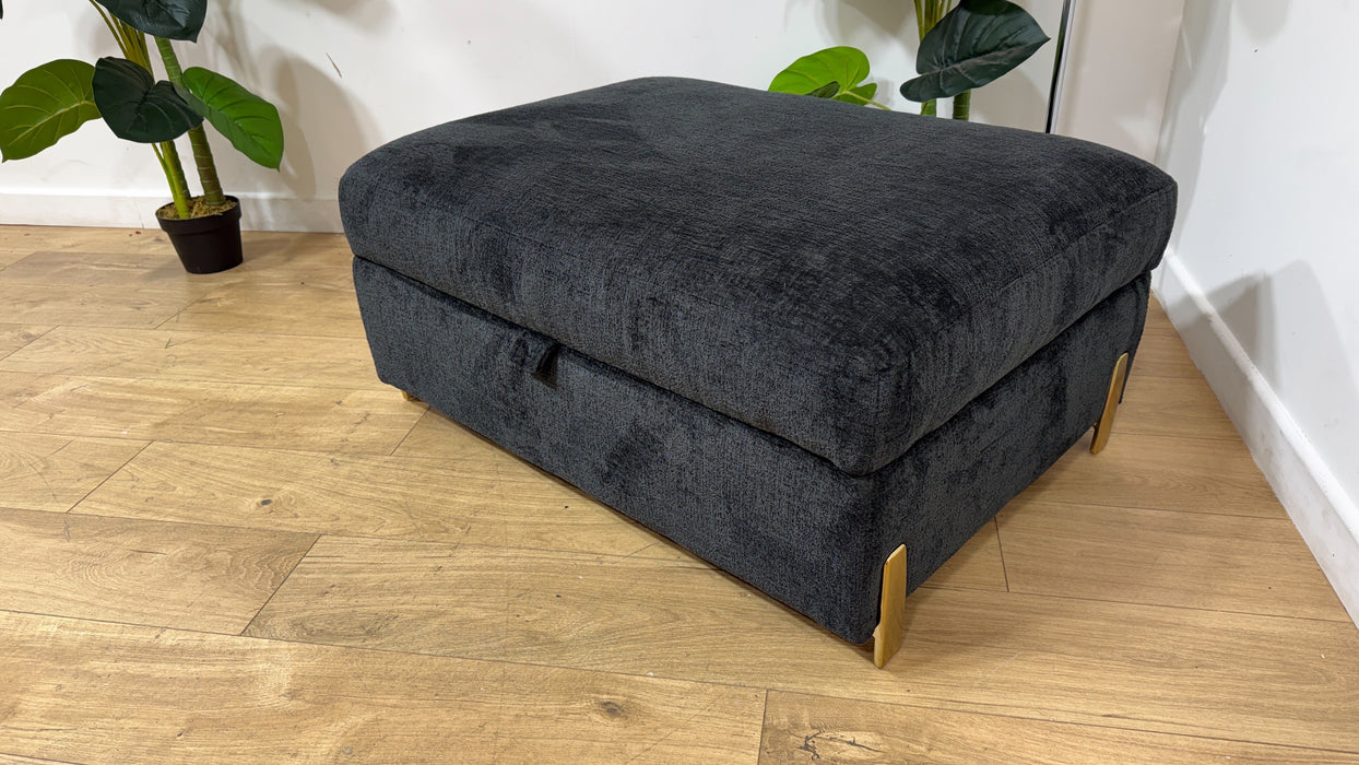 Sofology Westwood Fabric Storage Footstool in Teddy Chenille Black