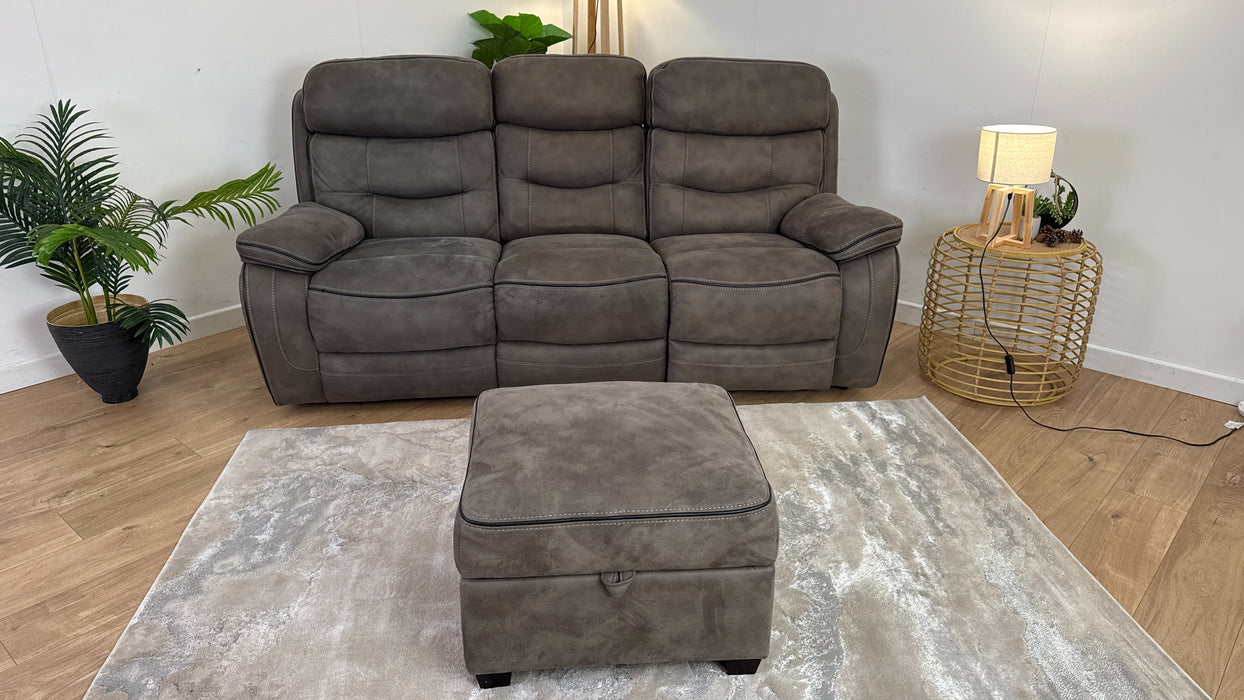 Noah 3 Seater Fabric Power Recliner + Noah Storage Footstool