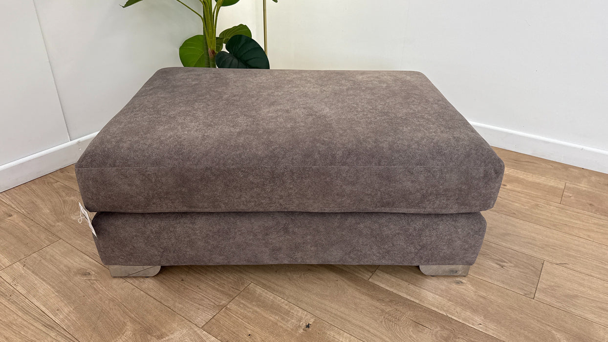 Sofology Majestica Fabric Combi Footstool in Lifestyle Marbled Mole