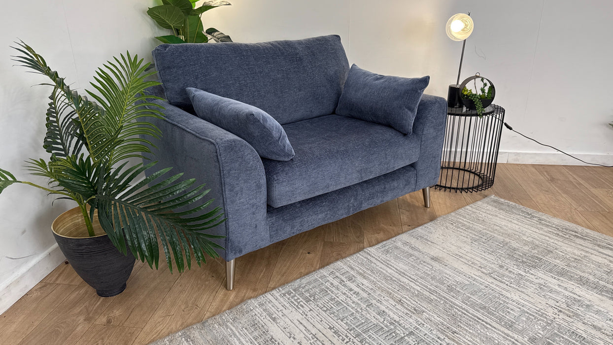 Sofology The Mayfair Fabric Chair in Linen Look Chenille Ocean Blue