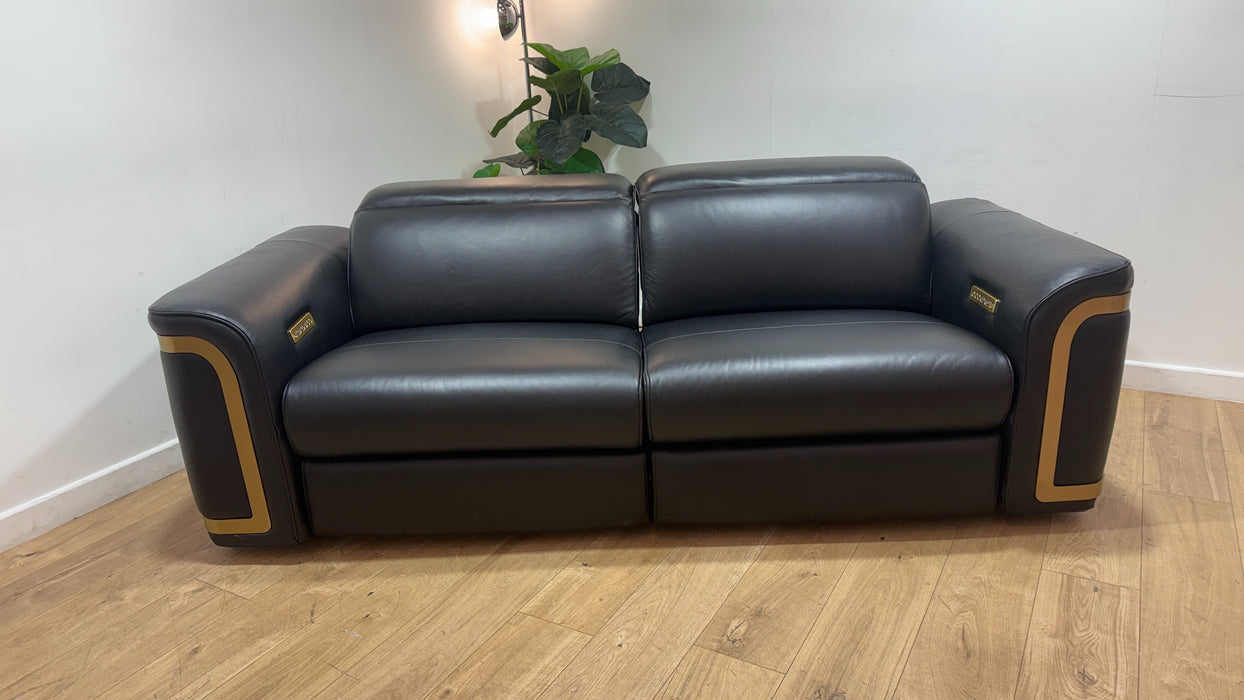 Sofology Plaza Leather 2.5 Seater Power Recliner/Headrest in Trusty Embossed Jet Black