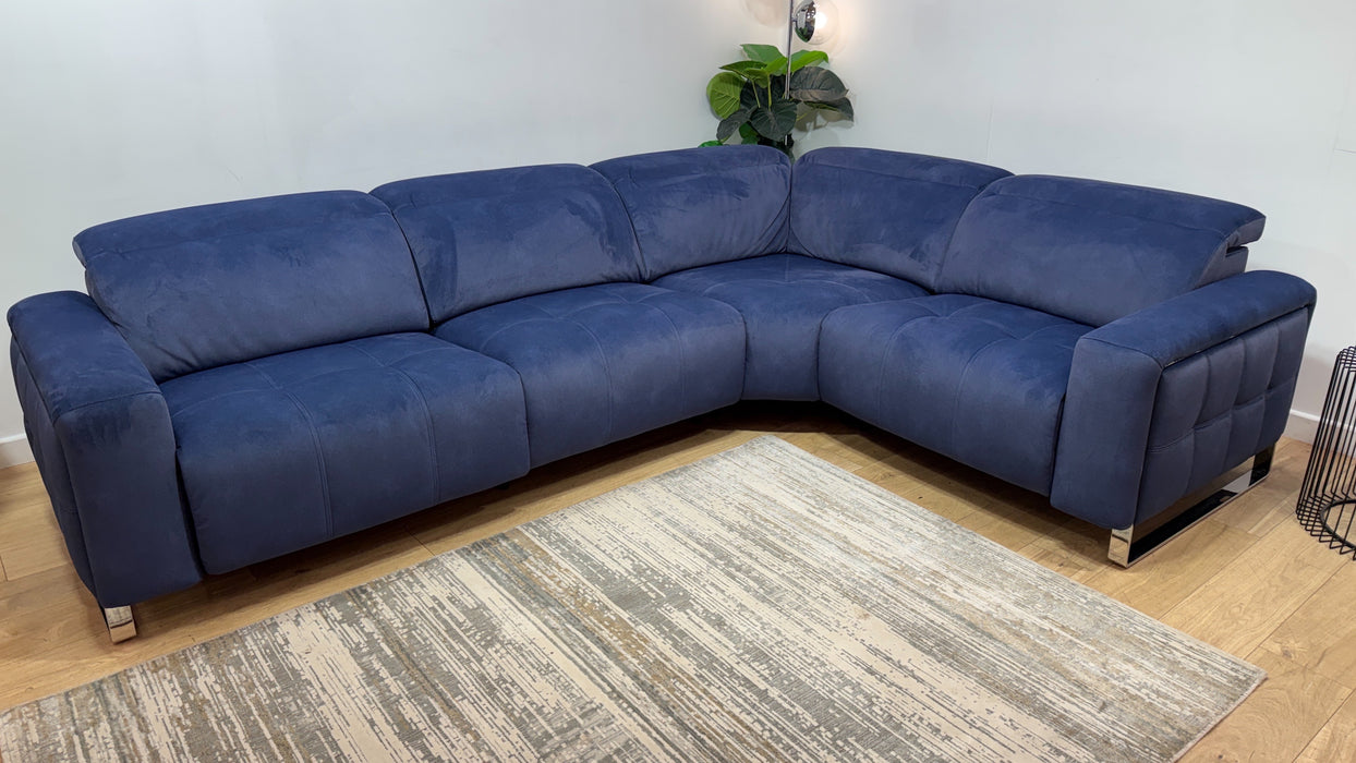 Sofology Marvella Fabric 3 Corner 1.5 Power Recliner/Headrest in Lifestyle Flecked Navy