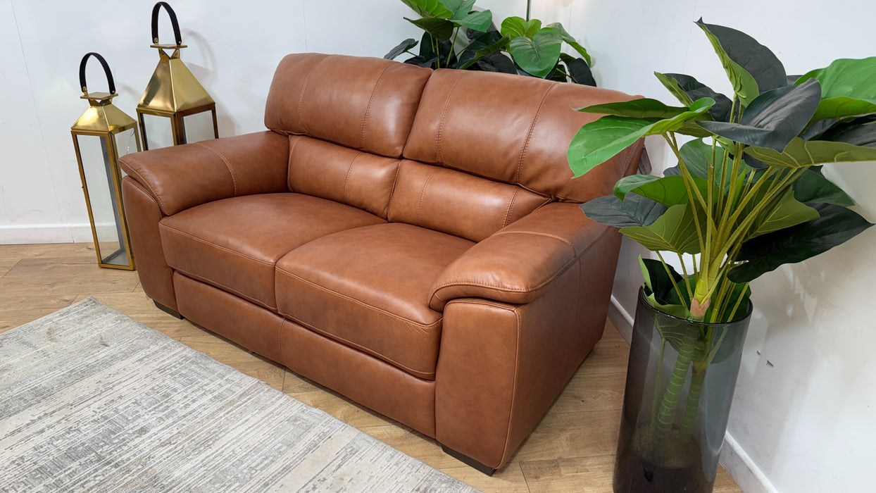 Sofology Santina Leather 2 Seater in Relaxed Soft Tan