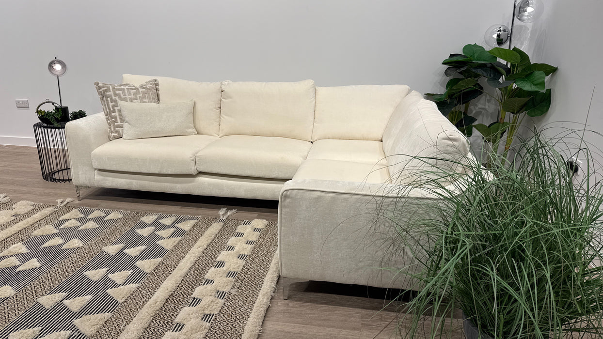 Sofology Mayfair Fabric 3 Corner 1 Foam Seats in Luxury Chenille Milk/Pearl Mix