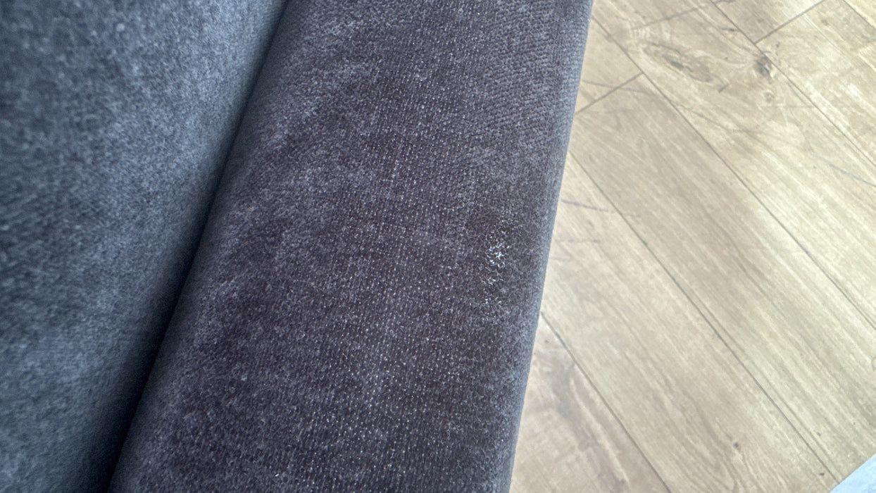 Sofology Cove Fabric Super Grande Double Chaise Black Wood Panel in Soft Chenille Anthracite Mix