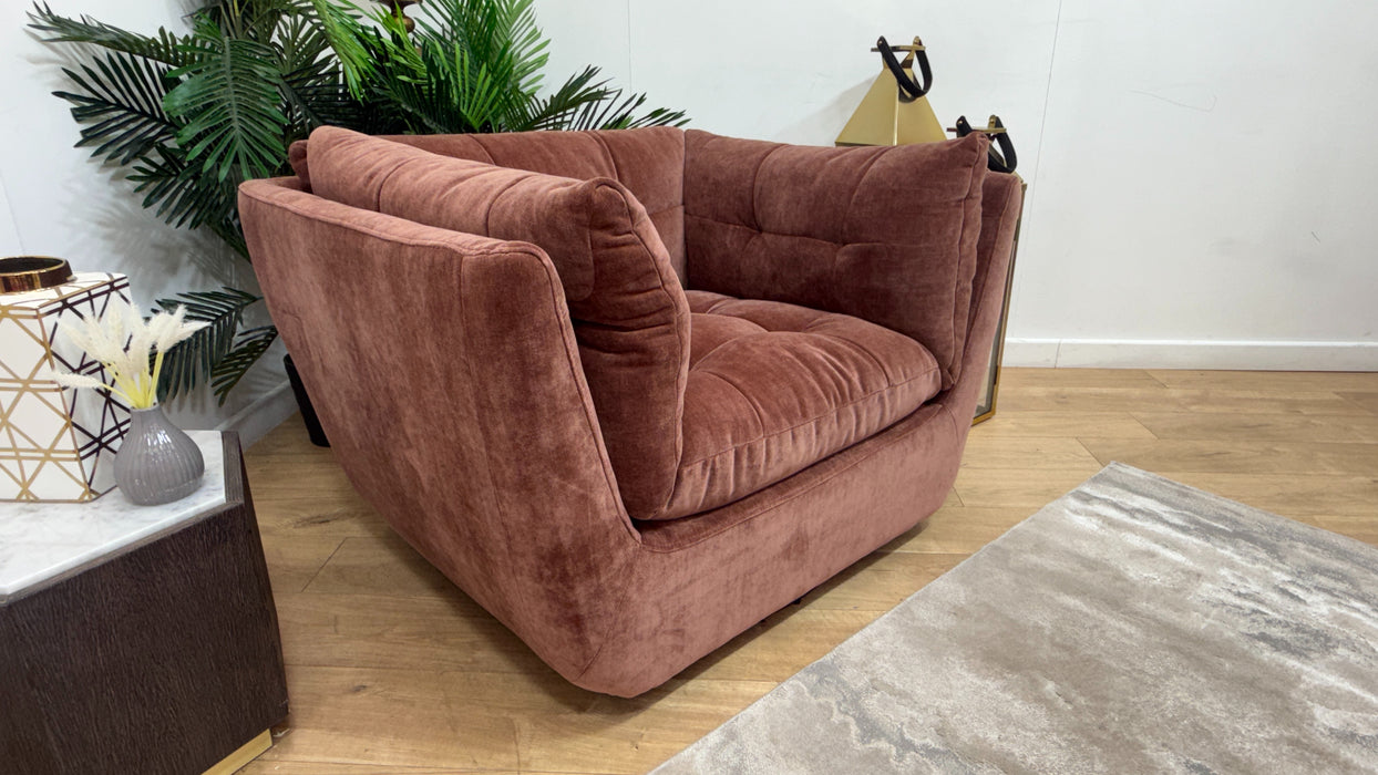 Sofology Cocoon Fabric Swivel Chair in Relaxed Chenille Burnt Sienna