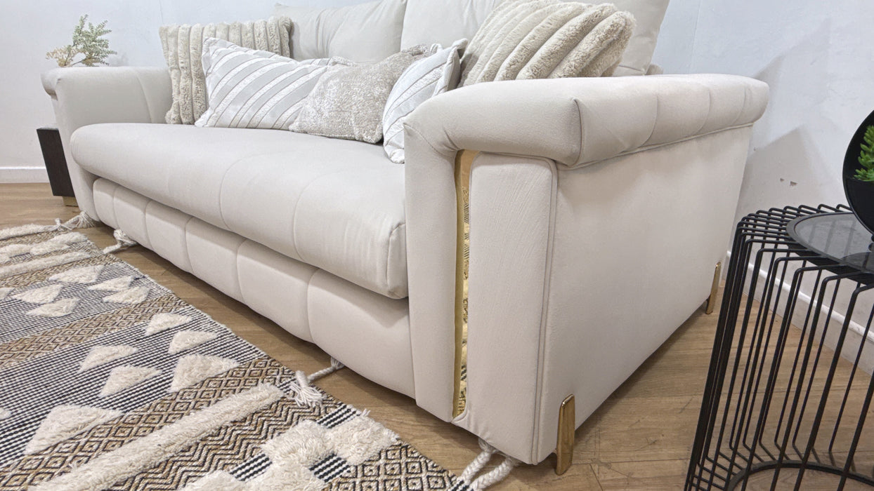 Sofology Oscar Fabric 3 Seater Sofa in Super Matt Velvet Ecru
