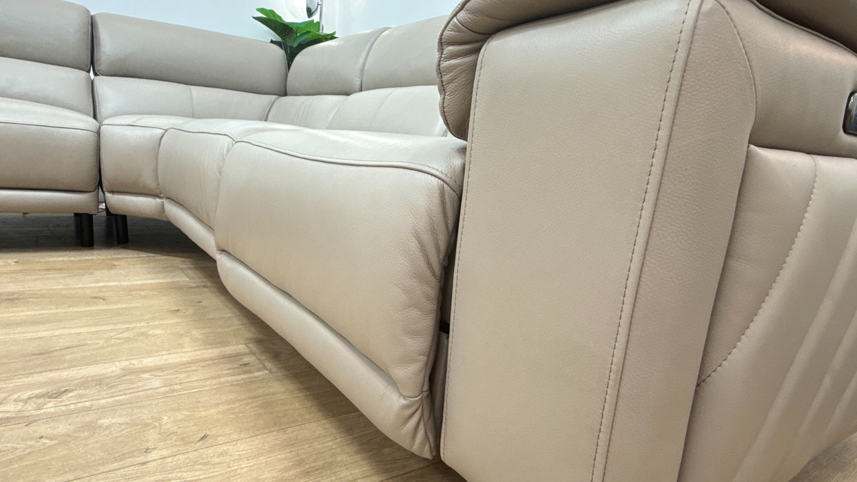 Sofology The Fratelli 1.5 Chaise Corner 3 Power Recliner/Headrest in Trusty Embossed Leather Stone