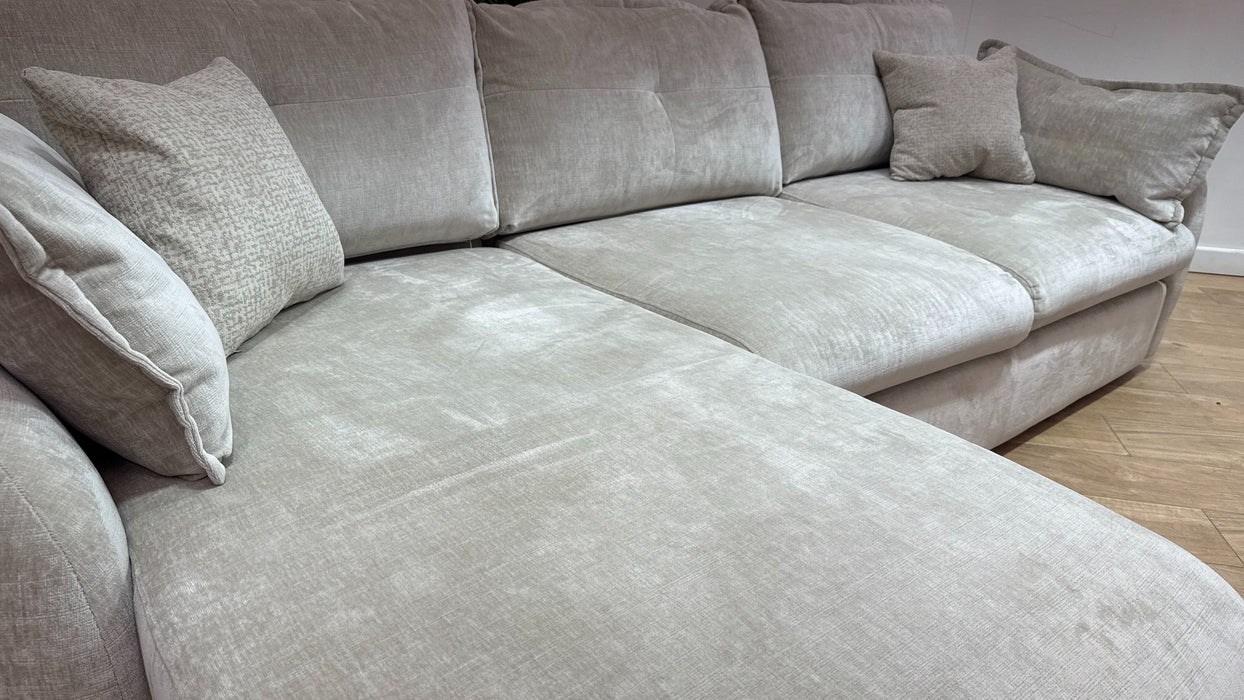 Sofology Portobello Fabric Chaise 3 Seater Sofabed Foam Seats Hybrid Pocket Mattress in Luxury Chenille Mist Mix