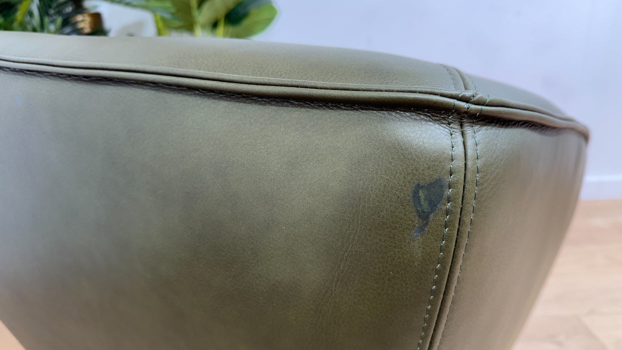 Sofology Adler Leather Swivel Chair in Relaxed Soft Olive