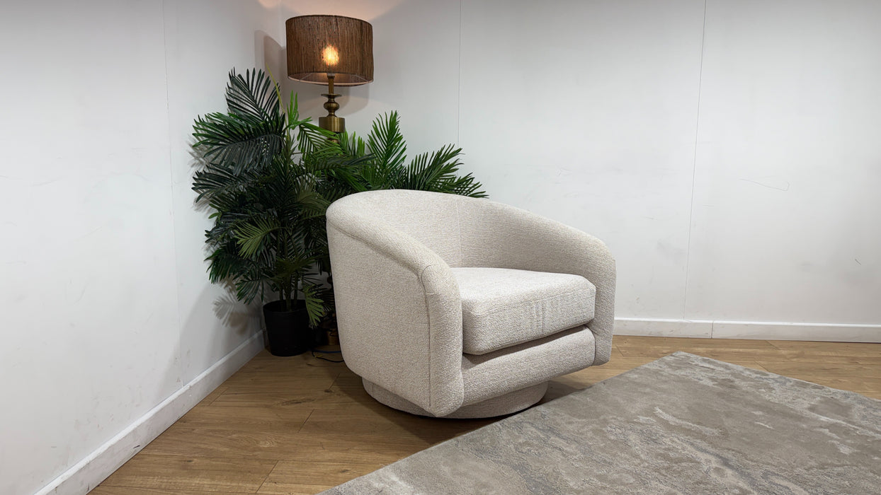 Sofology Westwood Fabric Swivel Chair in Soft Boucle Blush