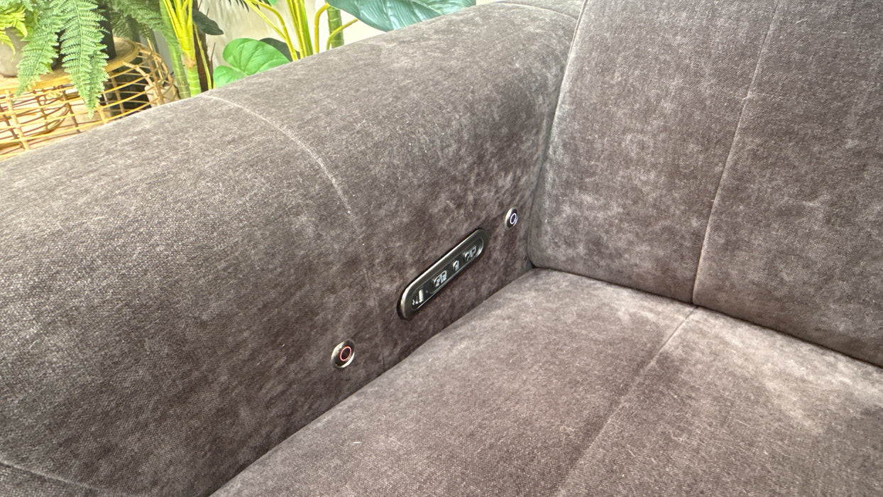 Sofology Lumiere Fabric 3 Corner 1.5 Power Recliner/Headrest Heated Seats in Relaxed Chenille Raisin