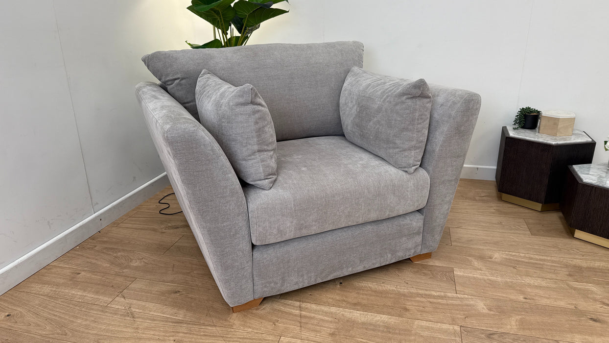 Sofology Calista Fabric Swivel Chair in Calista Soft Chenille Silver