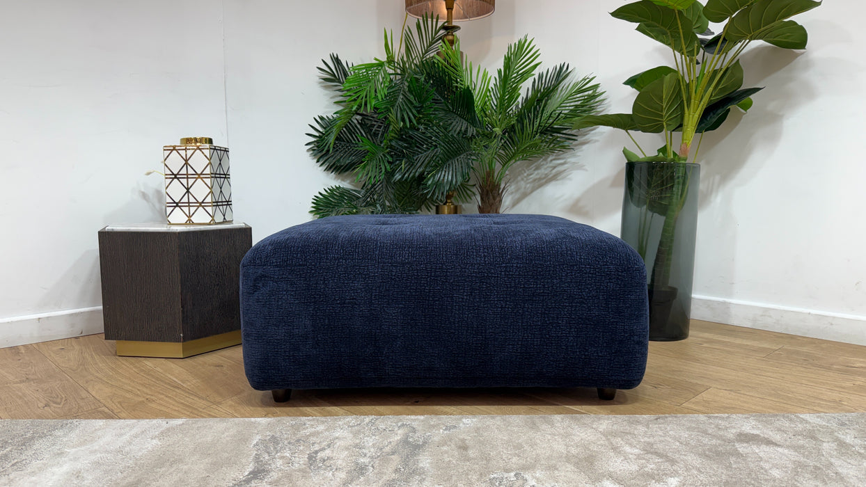 Sofology Flex Fabric Footstool in Heavy Textured Chenille Navy