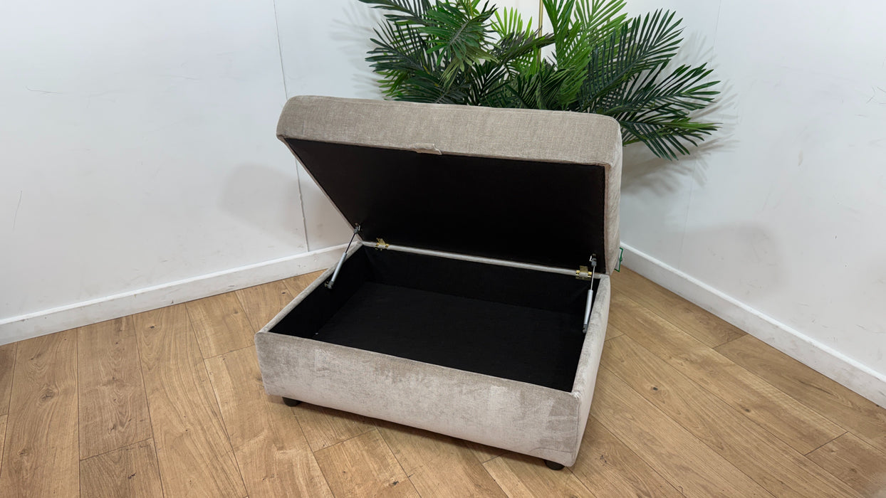 Sofology the Oscar Fabric Storage Footstool in Fine Textured Chenille Stone