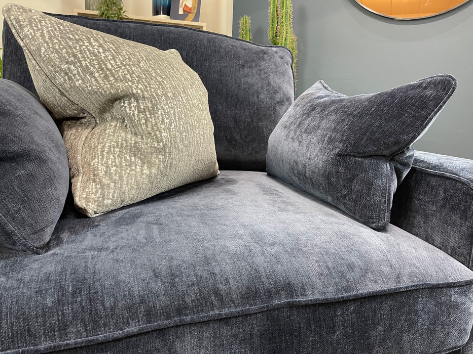 Laurent Fabric Loveseat - Deep Pile Chenille Denim Foam Seat (WA2)