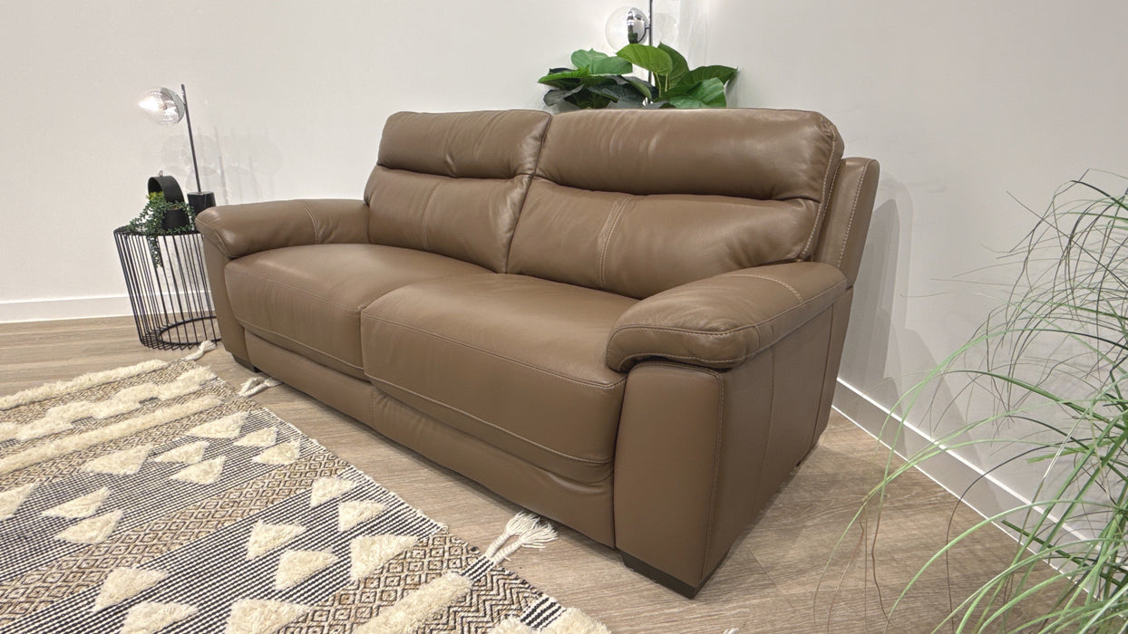 DFS Tristan 3 Seater Leather Sofa in Pecan