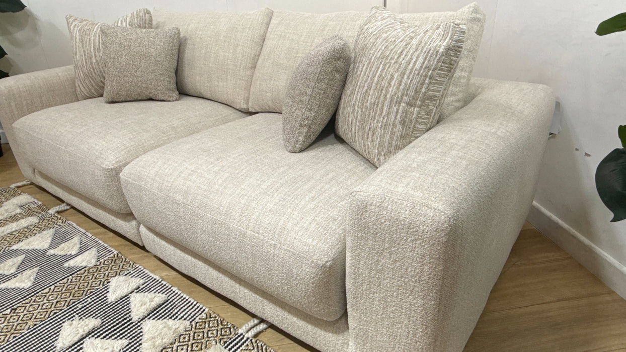 Sofology Amalfi Fabric 4 Seater Split in Micro Flecked Boucle Natural Mix