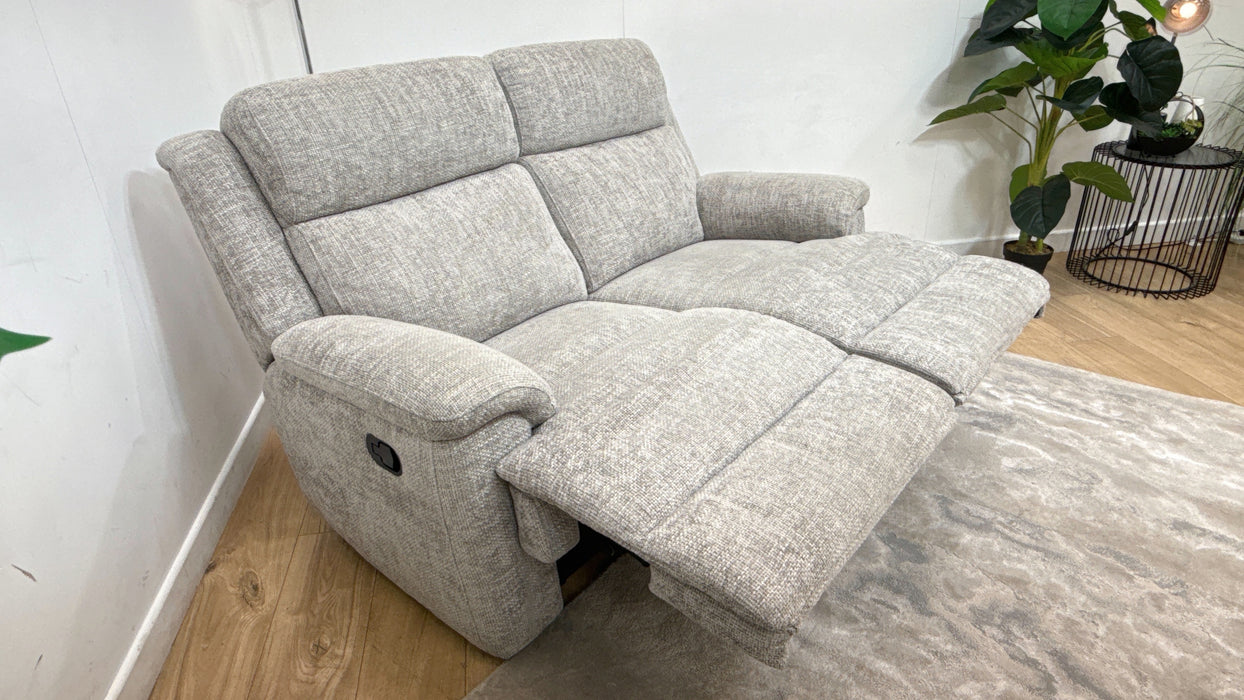 Sofology Gracie Fabric 2 Seater Manual Recliner in Hopsack Chenille Dove