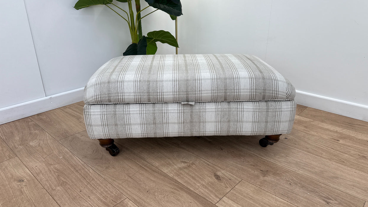 DFS The Wimborne Fabric Footstool in Check Stone