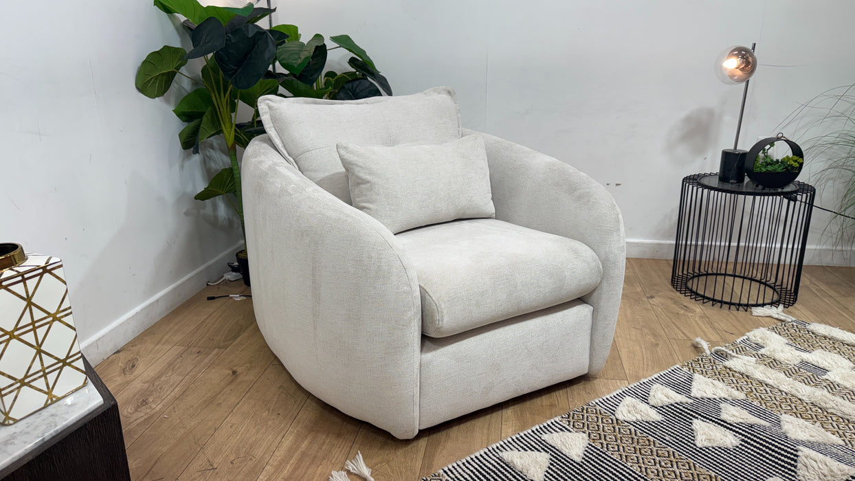 Sofology Portobello Fabric Chair Sprung Seat in Linen Look Chenille Mist