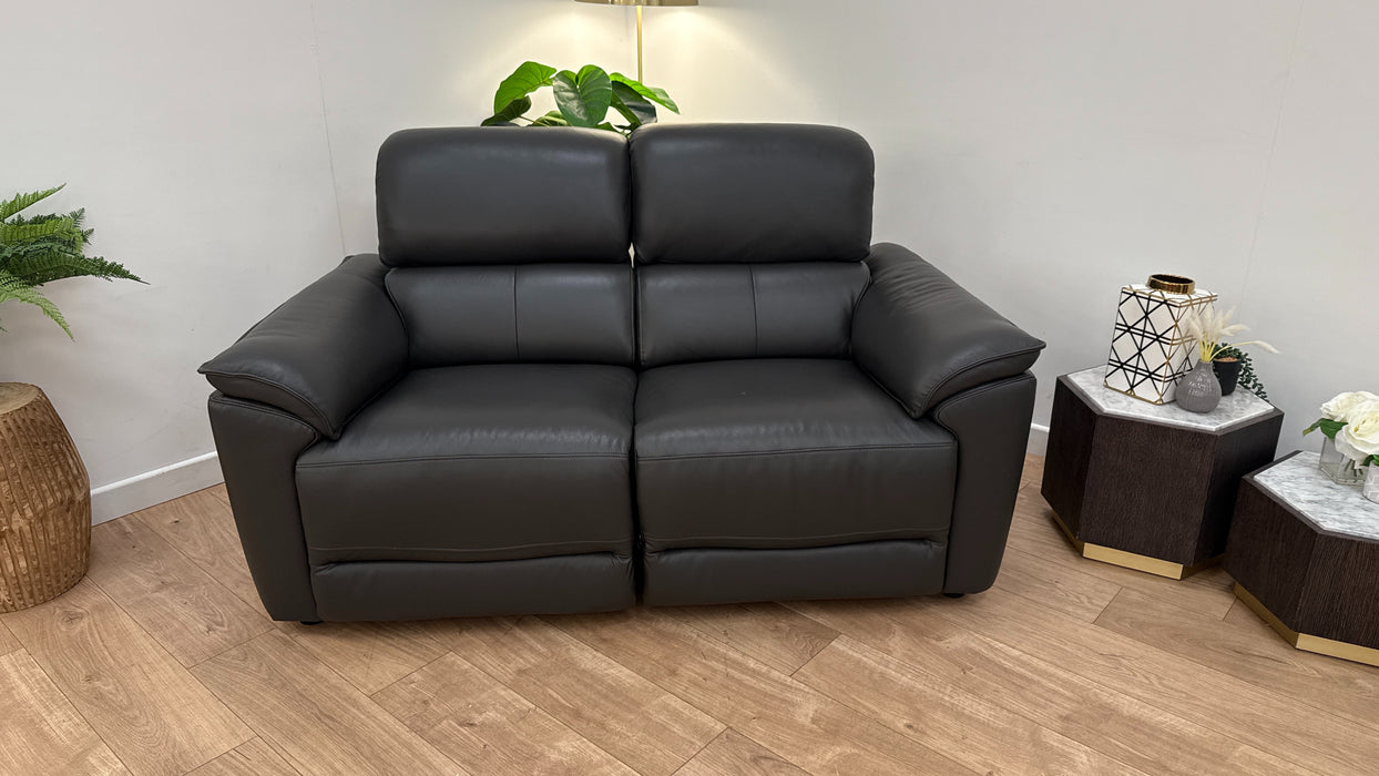 Sofology The Hugo 2 Seater Recliner Sofa in Trusty Embossed Leather Charcoal