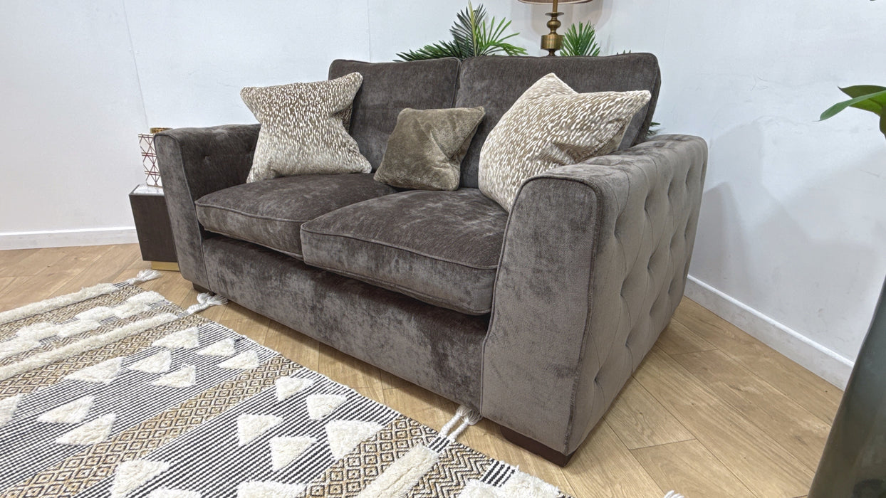 Sofology Valentina Fabric 2 Seater Full Back Foam/Fibre Seats in Luxury Deep Pile Chenille Mole Mix