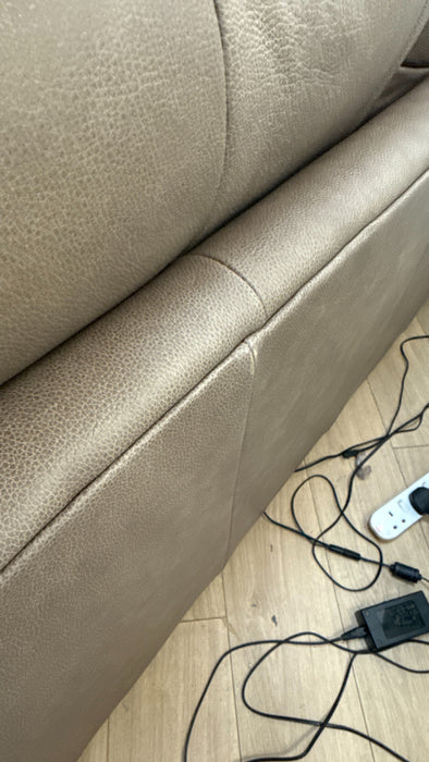 Sofology Artisan Leather 2 Seater in Relaxed Natural Grain Taupe/Natural Mix