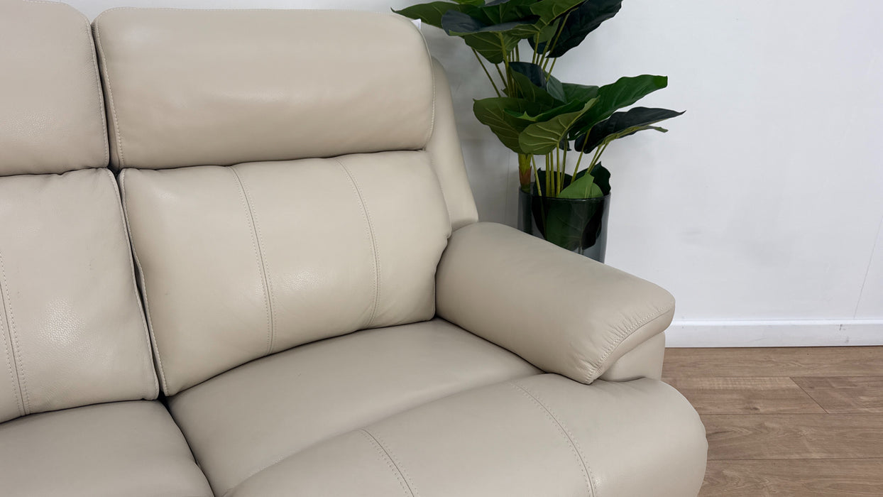 Sofology Gracie Leather 3 Seater Power Recliner/Headrest in Trusty Sheen Bone China