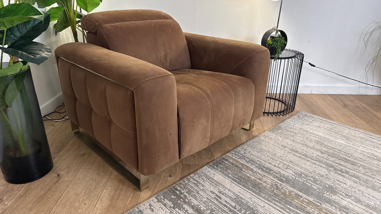 Sofology Marvella Fabric Chair Power Recliner/Headrest in Lifestyle Nubuck Feel Pecan