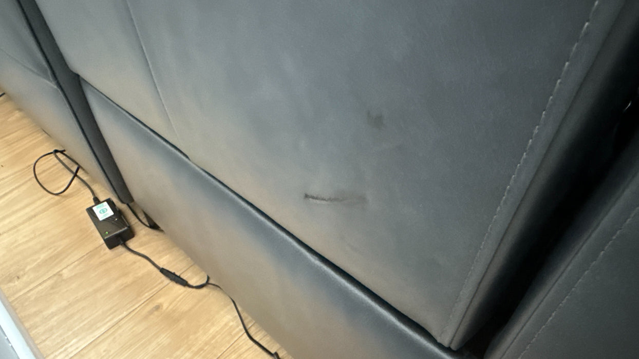 Sofology The Ravello Leather 2 Corner Console 1 Power Recliner/Headrest Heated Seat Lumbar Support in Trusty Embossed Navy