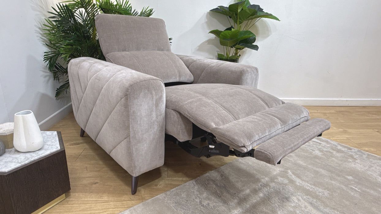 Sofology Allure Fabric Chair Power Recliner/Headrest in Relaxed Chenille Nutmeg