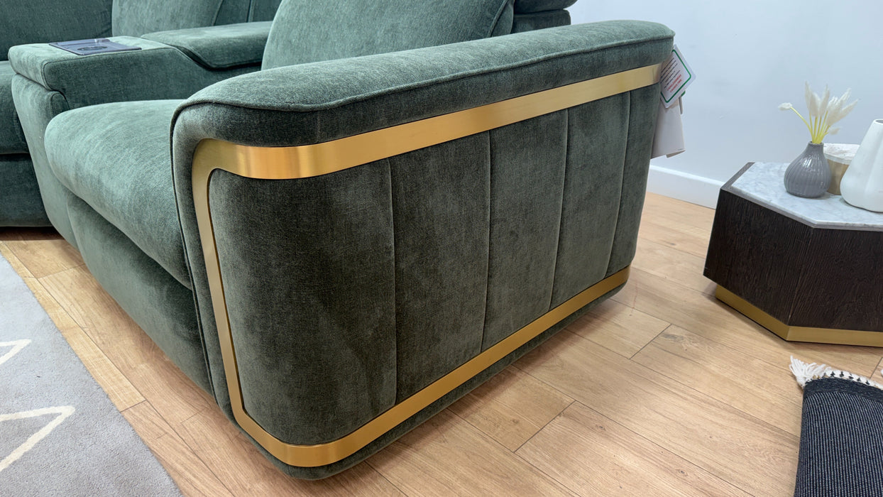 Sofology Plaza Fabric 3 Corner Smart Console 1.5 Power Recliner/Headrest in Relaxed Chenille Pine