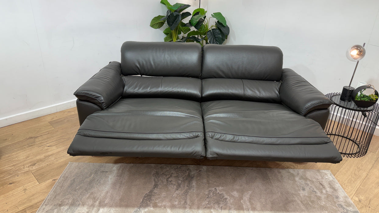 Sofology Hugo Leather 2.5 Seater Power Recliner/Headrest in Trusty Embossed Charcoal
