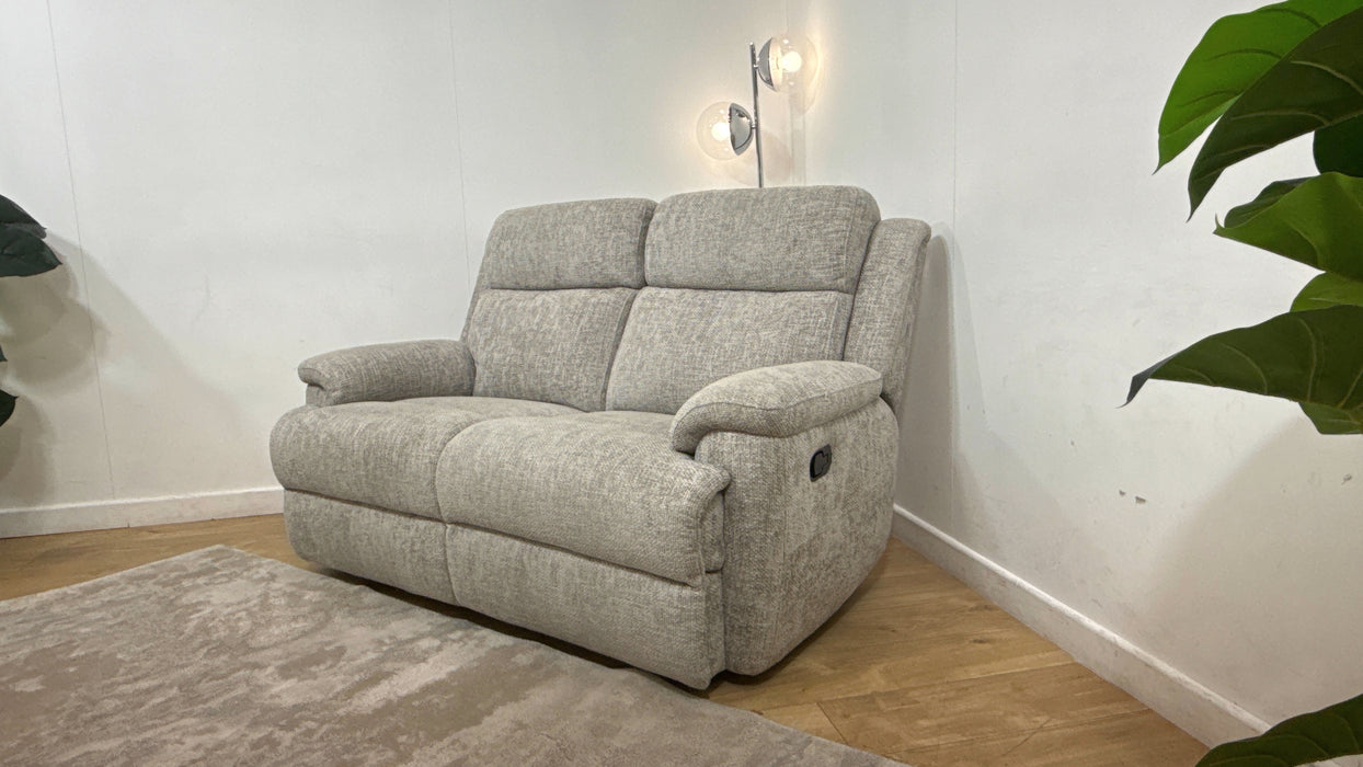 Sofology Gracie Fabric 2 Seater Manual Recliner in Hopsack Chenille Dove